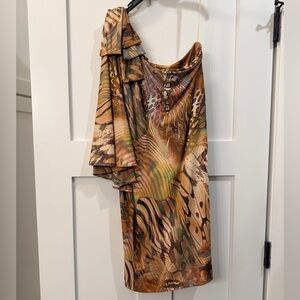 Cache One Shoulder Multicolor Mini Dress